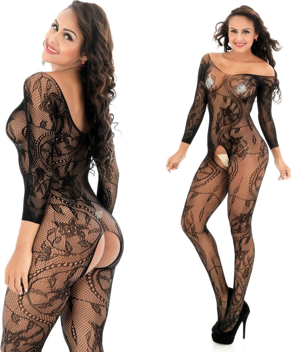 Sexy open Bodystocking, Erotische Body Panty, Sexy Catsuit met Open Kruisje.Ook voor Cadeau.