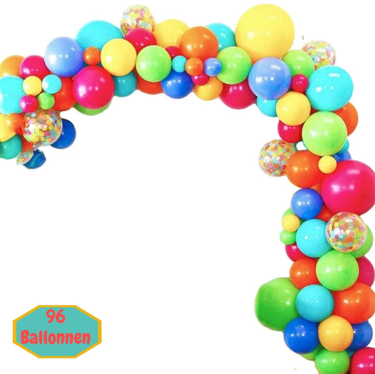 Baloba® BallonnenBoog Mix kleuren - Feest Versiering met Papieren Confetti Ballonnen - Verjaardag Bruiloft Versiering - 96 Helium Ballonnen - Baloba