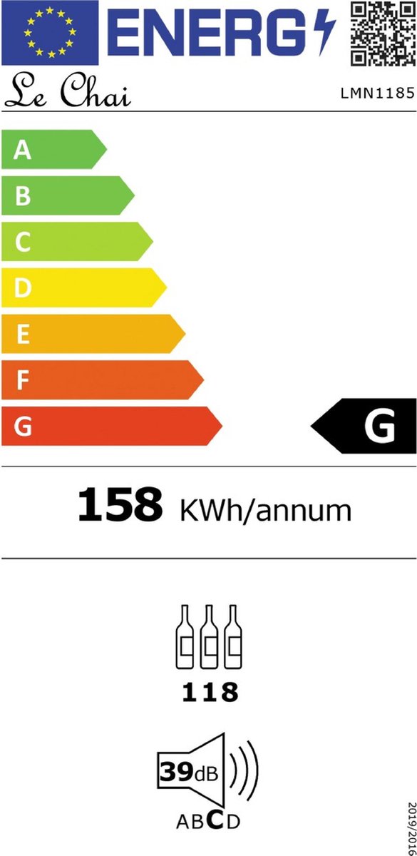 Le Chai PRO LMN1185 Wijnkoelkast 118 Flessen met Slot - afbeelding 2