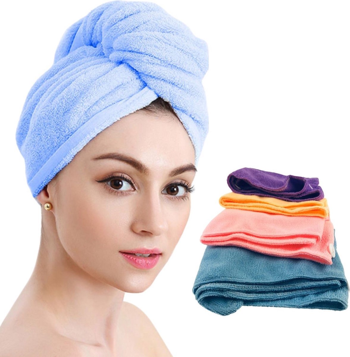 Haarhanddoek - Microvezel - Droog uw haren goed en snel - Set van 4 |  bol.com