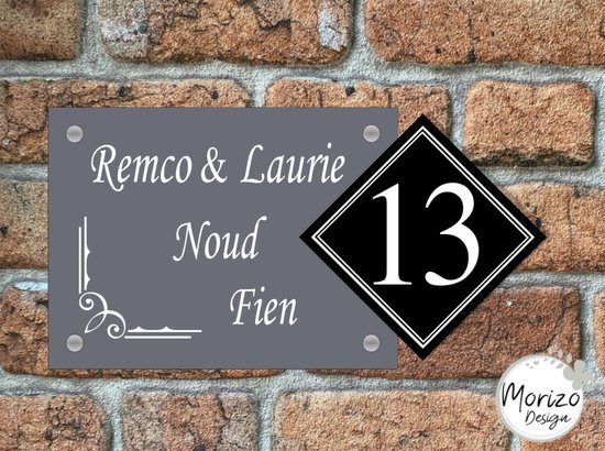 Plaque signalétique porte d'entrée coin gris