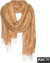 Sjaal beige - 50% wol / 50% modaal - basket weave