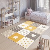 Tapiso Fiesta Vloerkleed Kinderkamer Creme Oranje Stippen Sterren Duurzaam Interieur Duurzaam Hoogwaardig Tapijt Maat - 133x190