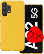 Samsung Galaxy A32 5G Hoesje Geel Siliconen - Samsung Galaxy A32 5G Case Back Cover Geel Silicone - Samsung Galaxy A32 5G Hoesje Siliconen Hoes Geel - 2 Stuks