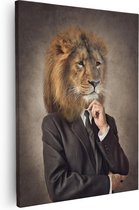 Artaza - Peinture sur toile - Lion en costume - Tête de lion - 80 x 100 - Groot - Photo sur toile - Impression sur toile