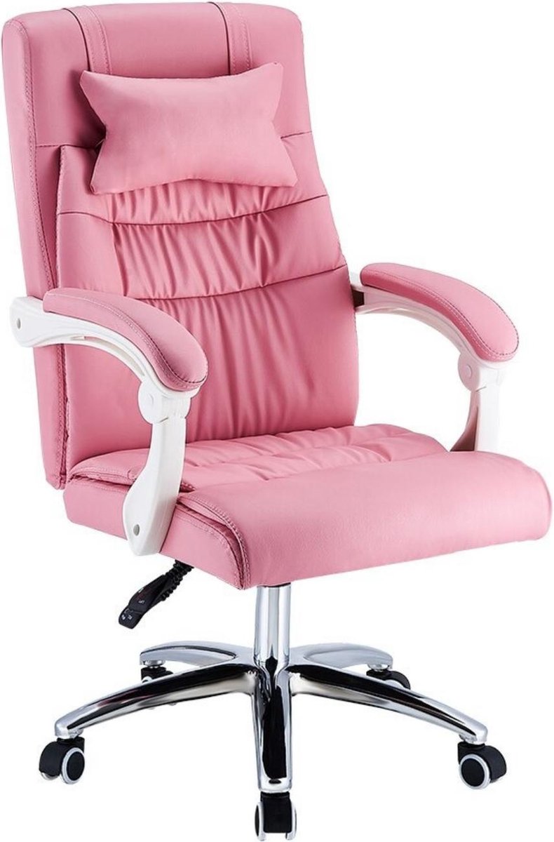 Beliani PRINCESS - Chaise de bureau - Rose - Similicuir