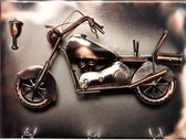 BRUBAKER Wijnfleshouder motorfiets - Wall Art afbeelding metaal - met 3 glazen houders - inclusief wenskaart voor wijn cadeau