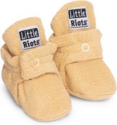 Little Riots - babyslofjes - fleece original - beige zand - slofjes voor je baby, dreumes en peuter voor jongens en meisjes - 3-6 Maanden (10cm) - schoenmaat 16-17