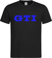 Zwart T shirt met Blauw volkswagen "GTI logo" maat L