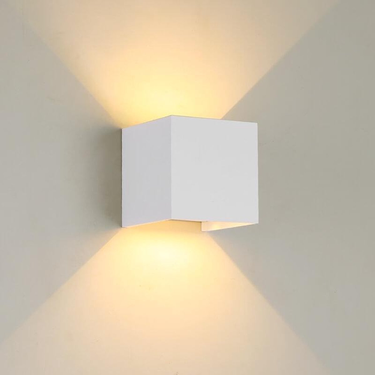 Wandlamp kubus wit LED Design - Up-downlight - 2700K - Dimbaar - Industrieel Modern Kubus - Geschikt voor Binnen- en Buitenverlichting