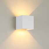 Wandlamp LED Design - Up-downlight - Wit - 12W - 2700K - Dimbaar - Industrieel Modern Kubus - Geschikt voor Binnen- en Buitenverlichting