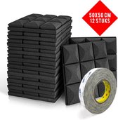 Brute Strength - Isolatieplaten - Inclusief zelfklevende tape - 50x50x5 cm -  Mushroom - 12 stuks - Geluidsisolatie - Geluidsdemper - Akoestisch wandpaneel