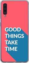 Samsung Galaxy A50 Telefoonhoesje - Transparant Siliconenhoesje - Flexibel - Met Quote - Good Things - Rood