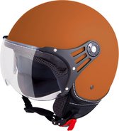 VINZ Stelvio Jethelm Roest Bruin / Scooterhelm / Brommerhelm / Motorhelm / Fashionhelm voor Scooter / Vespa / Brommer / Motor