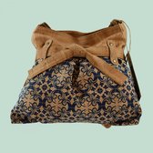 Trendy Crossbody Tas gemaakt van 100% natuurlijk kurk. Kleur: Naturel-Blauw.