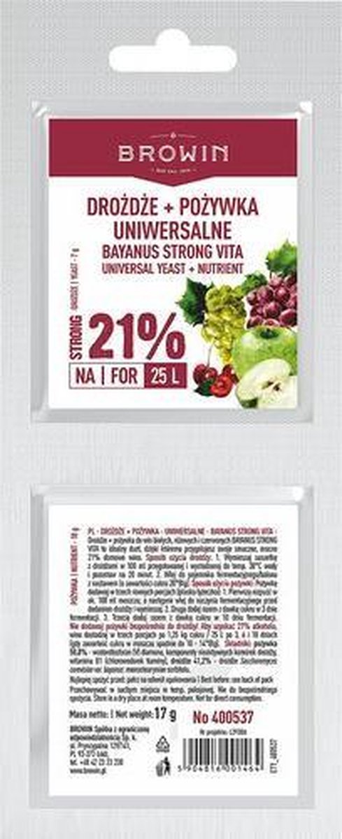 Browin - Wijngist + Gistvoedingszout - Universeel - 21% Alcohol