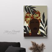 Layla - Feministisch Minimalistisch Canvas Schilderij - Print  - 60 x 40 - Black woman