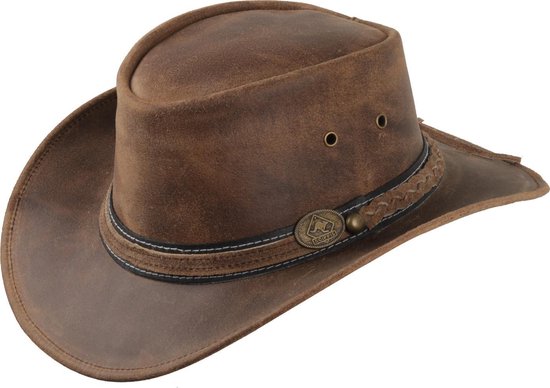 Lederen hoed Irving bruin S (let op hoed valt groter uit)