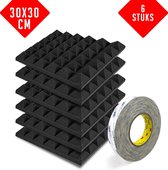 Brute Strength - Isolatieplaten - Inclusief zelfklevende tape - 30x30x5 cm -  Piramide - 6 stuks - Geluidsisolatie - Geluidsdemper wandpaneel - Akoestisch wandpaneel