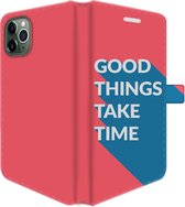 iPhone 11 Pro Hoesje -  Pasjeshouder Telefoon  - Portemonneehoesje - Met Quote - Good Things - Rood