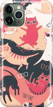 iPhone 11 Pro Hoesje - Premium Hard Hoesje - Back Cover - Met Dierenprint - Kat - Zwart