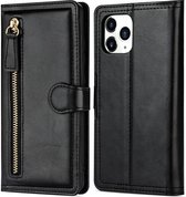 iPhone 12 Pro Book Case Hoesje met Rits - Kunstleer - Pasjeshouder - Portemonnee - Apple iPhone 12 Pro - Zwart