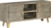 Tv meubel massief mangohout grijs met messing 110x30x48 cm