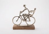 Amadeus Beeld Fietskoppel - Hout/Aluminium - 26 cm