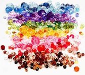 Facetkralen mix, diverse kleuren, d: 4-12 mm, gatgrootte 1-2,5 mm, 7x250 gr/ 1 doos