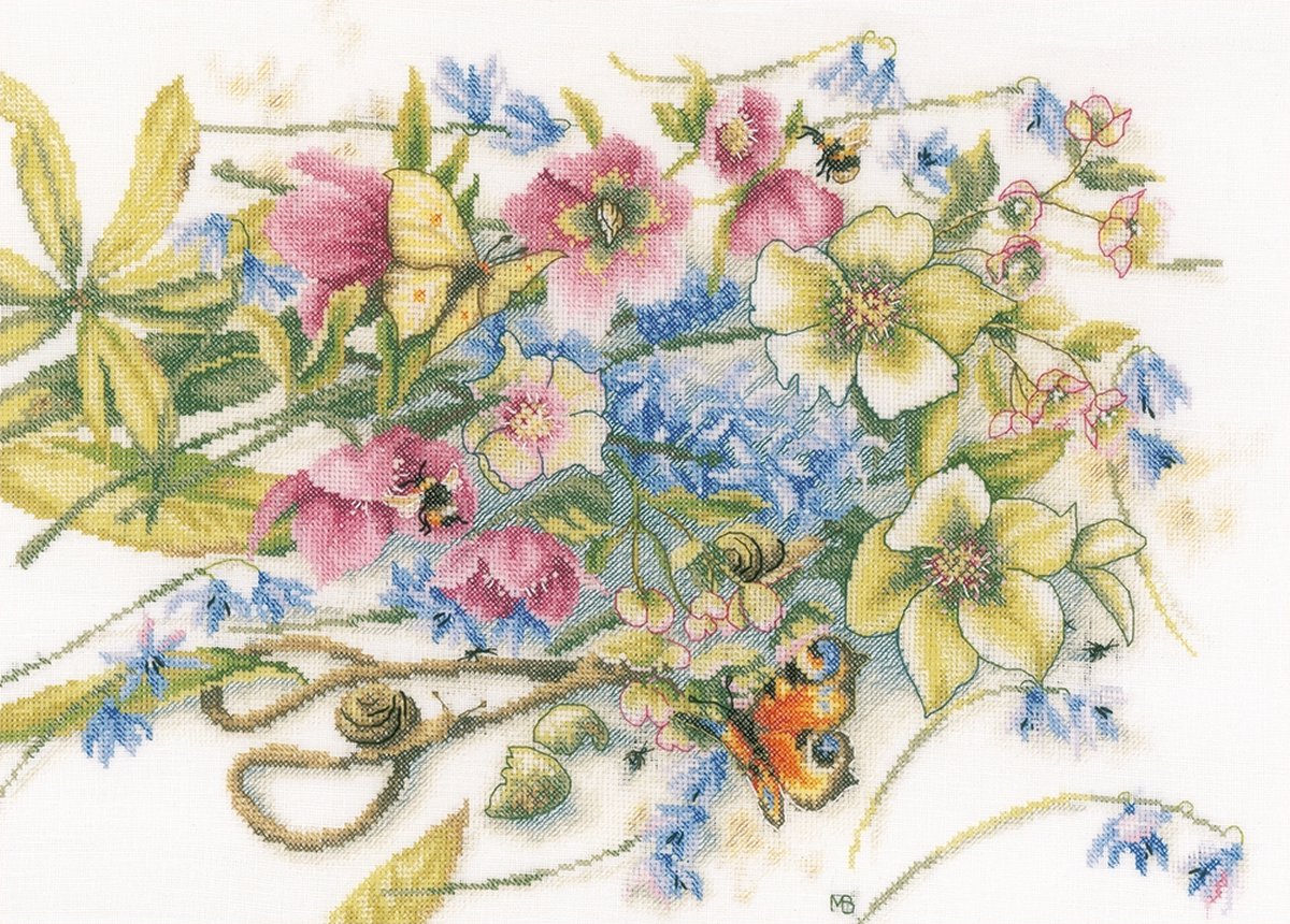 Borduurpakket Helleborus en Vlinders - Marjolein Bastin (Lanarte) op Prijzenvolger.com