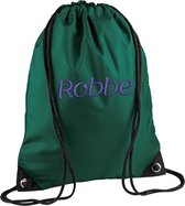 Premium zwemzak kleur Bottle Green met naam geborduurd | 27 verschillende kleuren | gepersonaliseerd | Bagbase