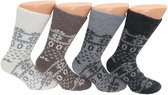 Boru - 4 - pack - wollen sokken - Bruin - Ecru - Grijs - Zwart - Unisex - Maat 39-42