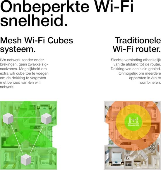 Wifi Cubes - 3 Pack - Mesh Wifi Systeem - 300m2 Wifi Bereik - Wifi Booster  - Eenvoudig Te Installeren - Wifi Versterker - Werkt Met App - Ouderlijk...  | De Beste Keuze