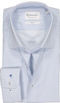 Michaelis Slim Fit overhemd - lichtblauw met wit dessin - Strijkvriendelijk - Boordmaat: 39