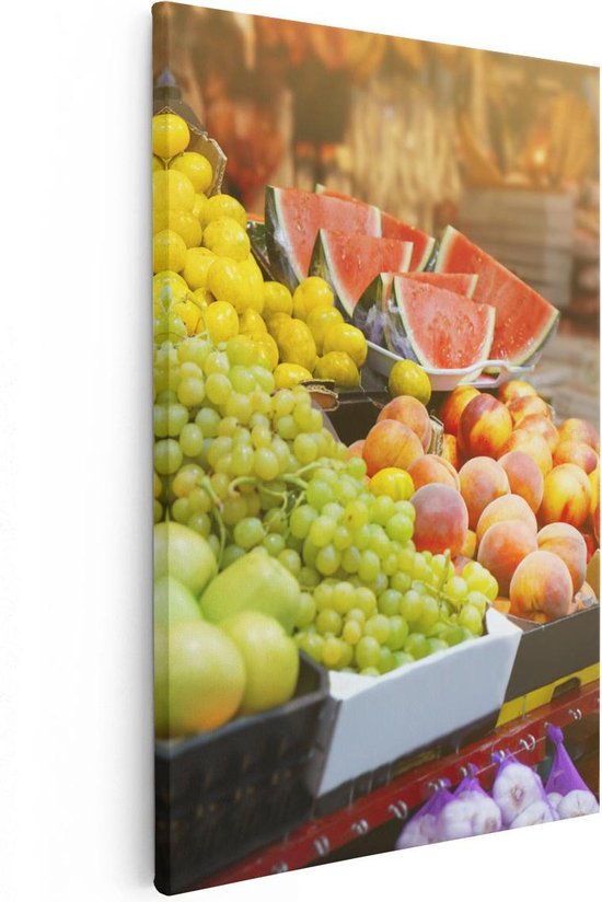 Artaza Canvas Schilderij Vers Fruit Op De Markt - 20x30 - Klein - Foto Op Canvas - Canvas Print
