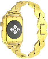 Geschikt voor Apple Watch bandje 38 / 40 / 41 mm - Series 1 2 3 4 5 6 7 SE - Smartwatch iWatch horloge band - 38mm 40mm 41mm - Fungus - RVS metaal - Goud - Ruit