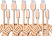 5 STKS USB naar USB-C / Type-C nylon gevlochten oplaadkabel voor gegevensoverdracht, kabellengte: 3 m (goud)