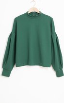 Sissy-Boy - Groene sweater met turtle neck en ballonmouwen