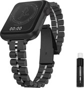 Geschikt voor Apple Watch bandje 38 / 40 / 41 mm - Series 1 2 3 4 5 6 7 8 SE - Smartwatch iWatch horloge band - 38mm 40mm 41mm - Fungus - RVS metaal - Zwart - Smal