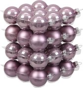 36x stuks kerstversiering kerstballen salie paars (lilac sage) van glas - 4 cm - mat/glans - Kerstboomversiering