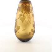 Vaas - glas - Cameo stijl - "Druiven" - 35,8cm hoog