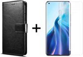 Xiaomi Mi 11 hoesje bookcase met pasjeshouder zwart wallet portemonnee book case cover - 1x Xiaomi Mi 11 screenprotector UV