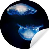 WallCircle - Stickers muraux - Cercle de papier peint - Méduse - Animaux aquatiques marines - Blauw - 50x50 cm - Cercle mural - Auto-adhésif - Autocollant rond pour papier peint