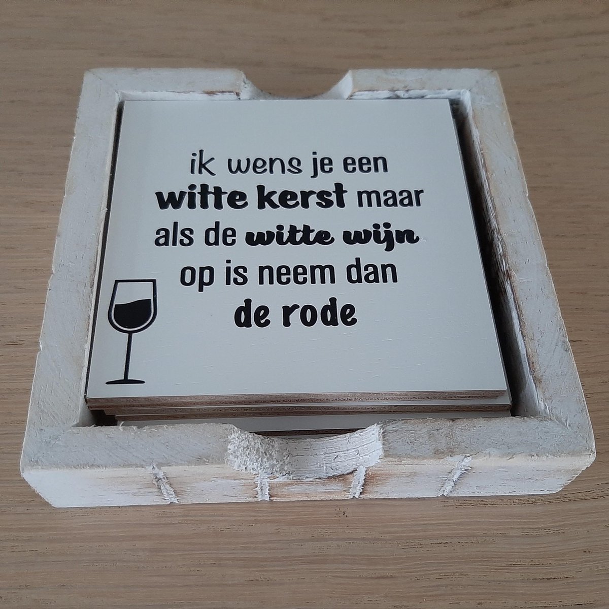 Onderzetters kerst met 6 verschillende funny prints en teksten