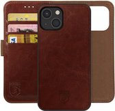 Rosso Element Uitneembaar 2-in-1 Hoesje Geschikt voor Apple iPhone 13 Mini | Luxe Portemonnee | Back Cover | Pasjeshouder | Bruin