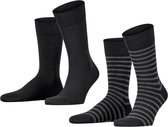Esprit Fine Stripe 2-Pack Heren Sokken - Zwart - Maat 43-46