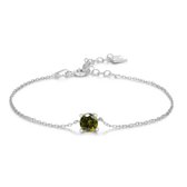Twice As Nice Armband in zilver, zirkonia 6 mm, olijfgroen  16 cm+3 cm