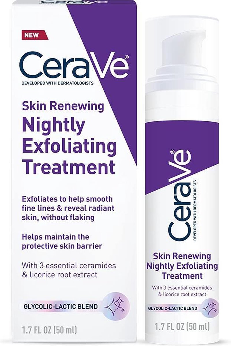 CeraVe Nieuw Anti Aging Gezicht AHA Serum met Glycolic Acid Lactic Acid Ceramiden Anti-Pigment Beschermt de huid