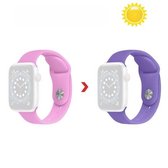 Verkleuring in de zon Siliconen vervangende horlogeband voor Apple Watch Series 6 & SE & 5 & 4 44 mm / 3 & 2 & 1 42 mm (roze verandering paars)