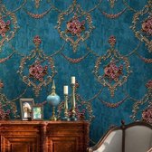 3D Fijngeperste Textuur Damascus Wallpapers Huishoudelijk Vliesbehang, Grootte:0.53x10m (Donkerblauw)